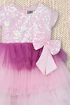 Fayon Kids_Pink Cotton, Net Sequins, Bows Embroidered Dress _Online_at_Aza_Fashions