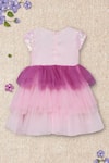 Shop_Fayon Kids_Pink Cotton, Net Sequins, Bows Embroidered Dress _at_Aza_Fashions