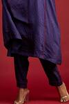 Buy_Pink City By Sarika_Blue Habutai Silk V Neck Bandhani Print Kurta And Pant Set _Online_at_Aza_Fashions