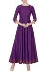 Buy_Pinki Sinha_Purple Round Munga Silk Anarkali For Women_at_Aza_Fashions
