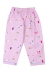 Shop_Knitting Doodles_Pink 100% Cotton Print Abstract Unicorn Night Suit _Online_at_Aza_Fashions