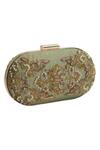 Buy_The Purple Sack_Green Embroidery Clutch With Sling _at_Aza_Fashions