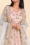 Shop_Preeti Jhawar_Pink Georgette Embroidery Blouse Round Cape Open And Lehenga Set _Online_at_Aza_Fashions