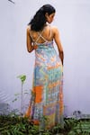 Nirmooha_Multi Color Georgette V Neck Printed Dress _Online_at_Aza_Fashions