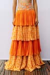 Buy_Nirmooha_Orange Georgette Printed Layered Skirt _Online_at_Aza_Fashions