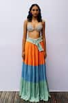 Nirmooha_Multi Color Georgette Tiered Skirt_Online_at_Aza_Fashions