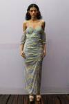 Buy_Nirmooha_Multi Color Chinon Chiffon Printed Dress_Online_at_Aza_Fashions