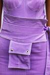 Nirmooha_Purple Denim Waist Belt _at_Aza_Fashions