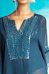 Buy_Nirmooha_Blue Georgette Embroidery Round Embellished Kaftan _Online_at_Aza_Fashions