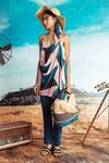 Nirmooha_Multi Color Georgette Printed Draped Tunic_Online_at_Aza_Fashions