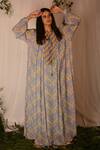 Buy_Nirmooha_Multi Color Georgette Printed Geometric Round Kaftan _at_Aza_Fashions