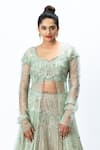 Shop_Nirmooha_Green Organza Embroidered Scoop Neck Hand Lehenga Set _Online_at_Aza_Fashions