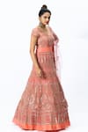 Nirmooha_Pink Organza Embroidered Leaf Neck Hand Anarkali Set _Online_at_Aza_Fashions