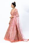 Buy_Nirmooha_Pink Organza Embroidered Leaf Neck Hand Anarkali Set _Online_at_Aza_Fashions