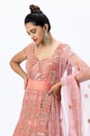 Shop_Nirmooha_Pink Organza Embroidered Leaf Neck Hand Anarkali Set _Online_at_Aza_Fashions