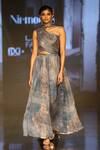 Buy_Nirmooha_Grey Chiffon Printed High Neck Gown _Online_at_Aza_Fashions