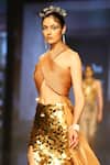 Nirmooha_Gold Lurex, Foil Lycra Sequins Halter Criss Cross Top And Skirt Set _Online_at_Aza_Fashions