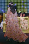 Shop_Nirmooha_Multi Color Georgette Lurex Printed Geometric Pattern Ruffle Cape _at_Aza_Fashions