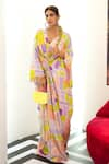 Buy_Nirmooha_Multi Color Printed Geometric Pattern V Neck Kaftan _at_Aza_Fashions