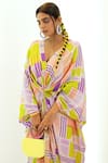 Nirmooha_Multi Color Printed Geometric Pattern V Neck Kaftan _Online_at_Aza_Fashions