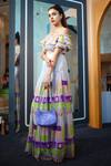 Nirmooha_Multi Color Georgette Lurex Geometric Pattern One Shoulder Printed Off Crop Top _Online_at_Aza_Fashions