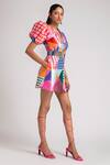 Buy_Pankaj & Nidhi_Multi Color Satin Twill Graphic Print Dress_Online_at_Aza_Fashions
