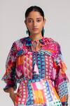 Buy_Pankaj & Nidhi_Multi Color Chiffon Tie-up Graphic Print Top _at_Aza_Fashions