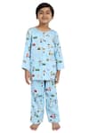 Buy_Nigh Nigh_Blue Cotton Printed Night Suit Set _at_Aza_Fashions