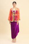 Buy_Preeti S Kapoor_Purple Satin Embroidered Cape And Draped Skirt Set_Online_at_Aza_Fashions
