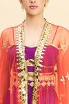 Preeti S Kapoor_Purple Satin Embroidered Cape And Draped Skirt Set_at_Aza_Fashions