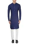 Shop_Philocaly_Blue Cotton Silk Kurta And Pant Set _Online_at_Aza_Fashions