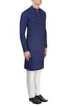 Philocaly_Blue Cotton Silk Kurta And Pant Set _Online_at_Aza_Fashions