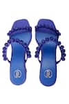 Shop_Preet Kaur_Blue Embroidery Burano Embellished Block Heels _at_Aza_Fashions