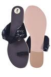 Shop_Preet Kaur_Black Sequins Embroidered Knotted Sandals _at_Aza_Fashions