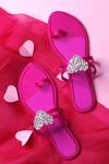 Buy_Preet Kaur_Pink Heart Embellished Toe Ring Flats _at_Aza_Fashions