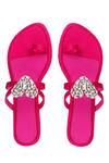 Shop_Preet Kaur_Pink Heart Embellished Toe Ring Flats _at_Aza_Fashions