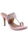 Buy_Preet Kaur_Pink Embroidery Floral Embellished Kolhapuri Heels _at_Aza_Fashions