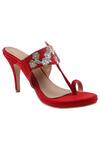 Buy_Preet Kaur_Red Embroidery Kolhapuri Heels _at_Aza_Fashions