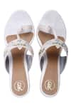 Shop_Preet Kaur_White Embroidery Floral Embellished Kolhapuri Heels _at_Aza_Fashions