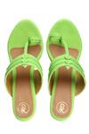 Shop_Preet Kaur_Green Neon Braided Kolhapuri Heels _at_Aza_Fashions