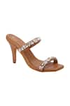 Buy_PREET KAUR_Brown Rhinestones Stone Embellished Kolhapuri Heels _at_Aza_Fashions