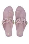 Buy_Preet Kaur_Peach Embroidery Kolhapuri Sandals _at_Aza_Fashions