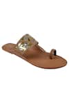 Buy_Preet Kaur_Beige Embroidery Kolhapuri Sandals _at_Aza_Fashions