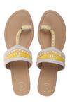 Shop_Preet Kaur_Beige Beads, Embroidery Embellished Kolhapuri Sandals _at_Aza_Fashions