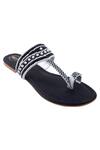 Buy_Preet Kaur_Black Beads, Embroidery Embellished Kolhapuri Sandals _at_Aza_Fashions