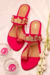 Buy_Preet Kaur_Pink Kamal Embellished Kolhapuri Flats _at_Aza_Fashions
