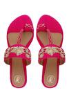 Shop_Preet Kaur_Pink Kamal Embellished Kolhapuri Flats _at_Aza_Fashions