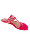 Preet Kaur_Pink Kamal Embellished Kolhapuri Flats _Online_at_Aza_Fashions