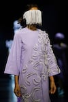 Nitin Bal Chauhan_Purple Giza Cotton Embroidery Cord Round 3d Asymmetric Dress _at_Aza_Fashions