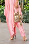 Shop_Rashika Sharma_Pink Drape Saree And Belt Muga Silk Pants Croma Silk Blouse Organza With_Online_at_Aza_Fashions